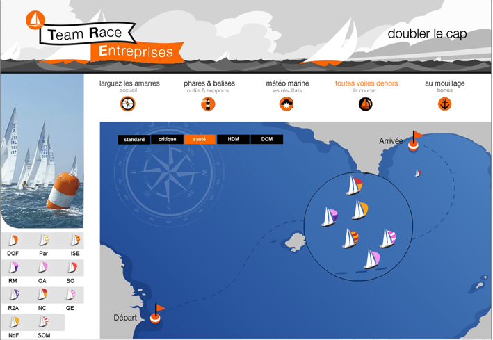 Image d'un site intranet simulant une course croisière pour Orange Business Services